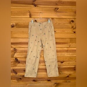 👖Anthropologie Tan Straight Leg Pants with Pattern | Size 29👖
